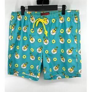 Party Sharks Men's Swim Trunks Size L Pineapple Summer Beach Shorts